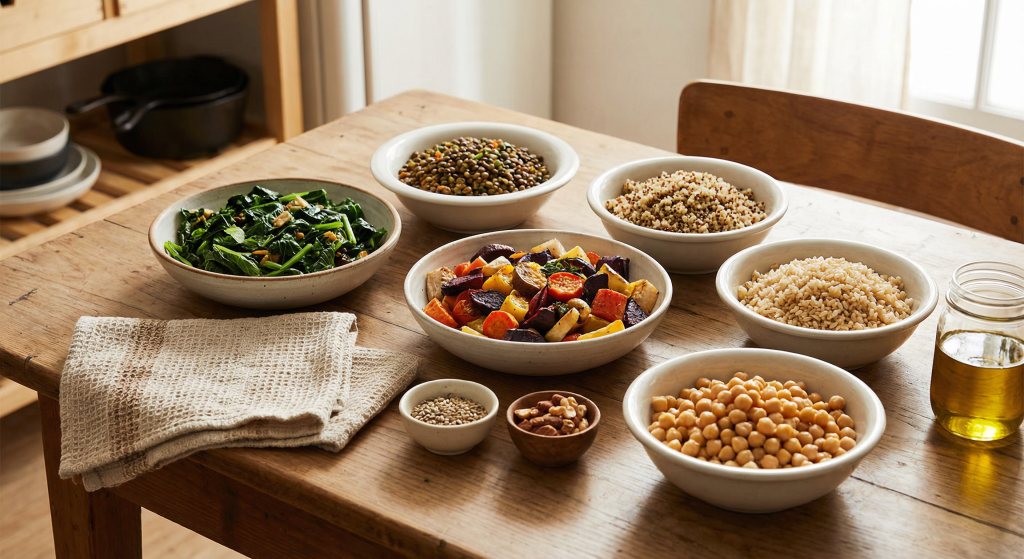 Balanced diet and vitamins